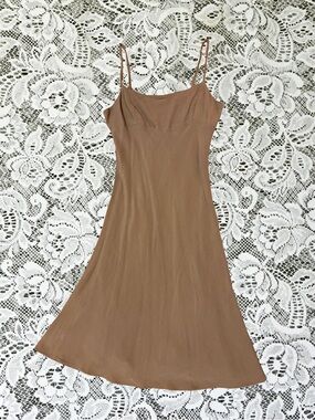 Neutral Brown Slip Dress with Spaghetti Straps